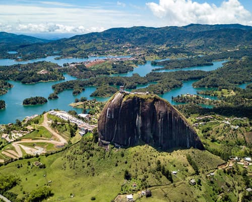 Aerial view of Guatapé — nature and climate for recovery